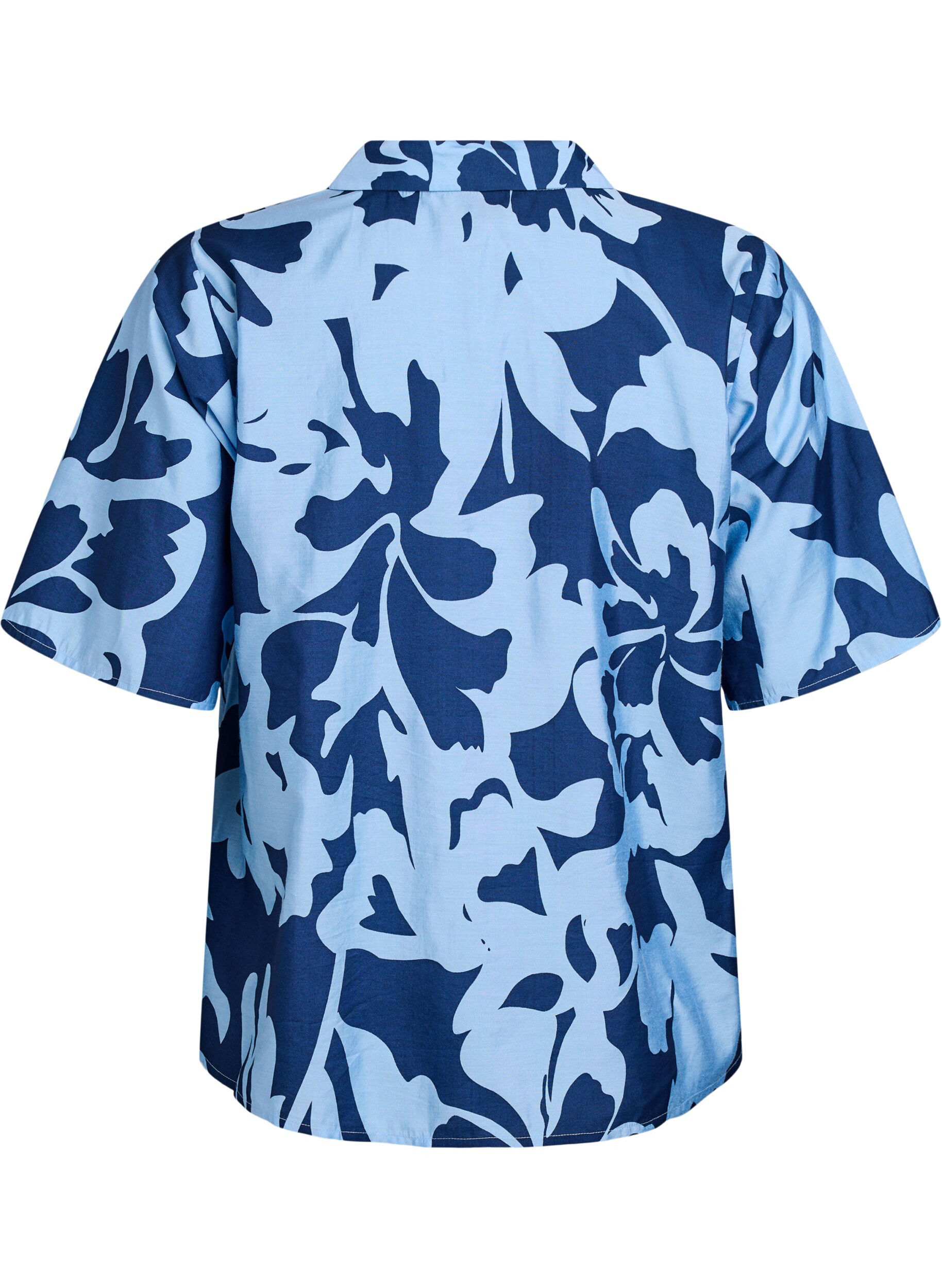 Zizzi Shirt blouse met print en V-hals, Blauw, Packshot image number 1