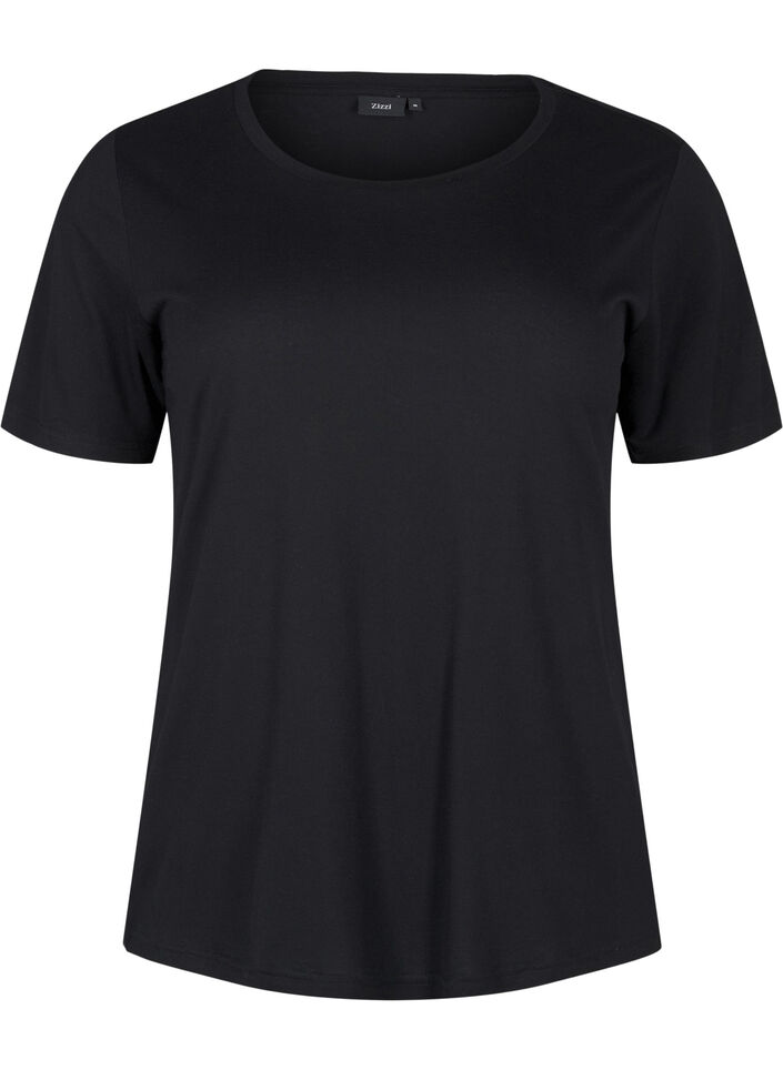 T-shirt van wol en viscose, Black, Packshot image number 0