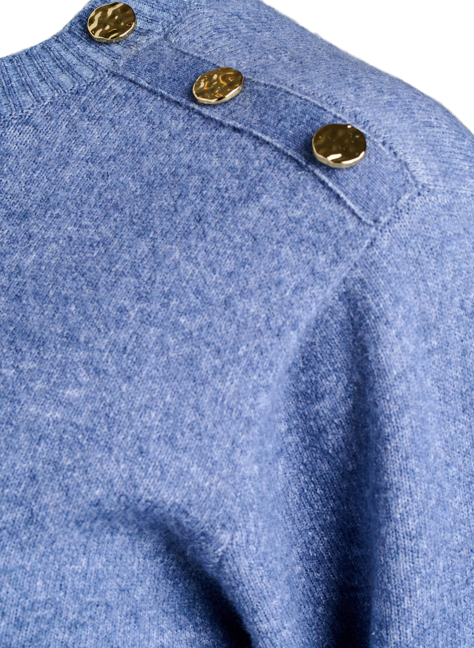 Zizzi Breisel blouse met knoopdetail, Blauw, Packshot image number 3