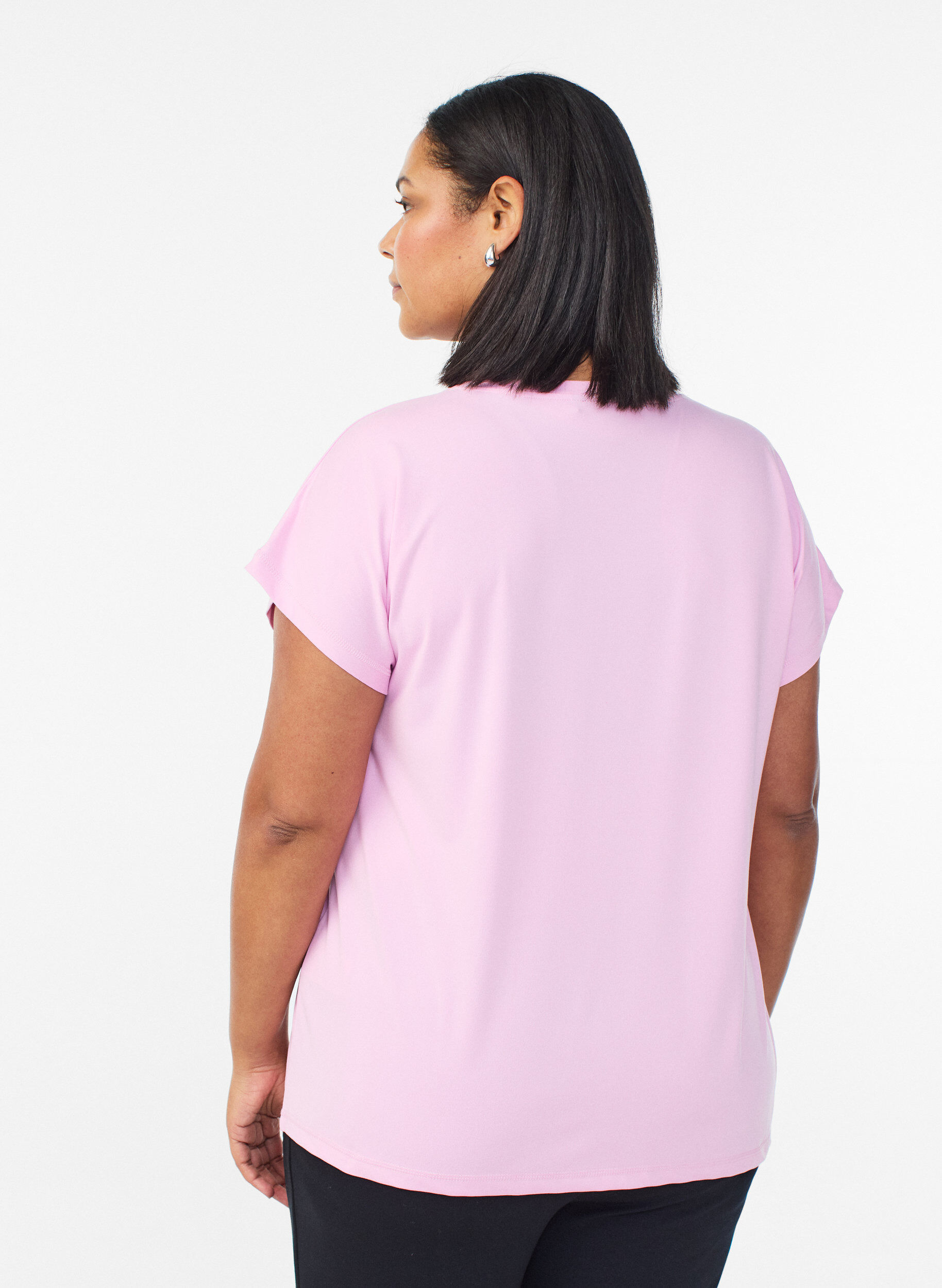 Zizzi Effen gekleurd trainingsshirt, Roze, Model image number 2
