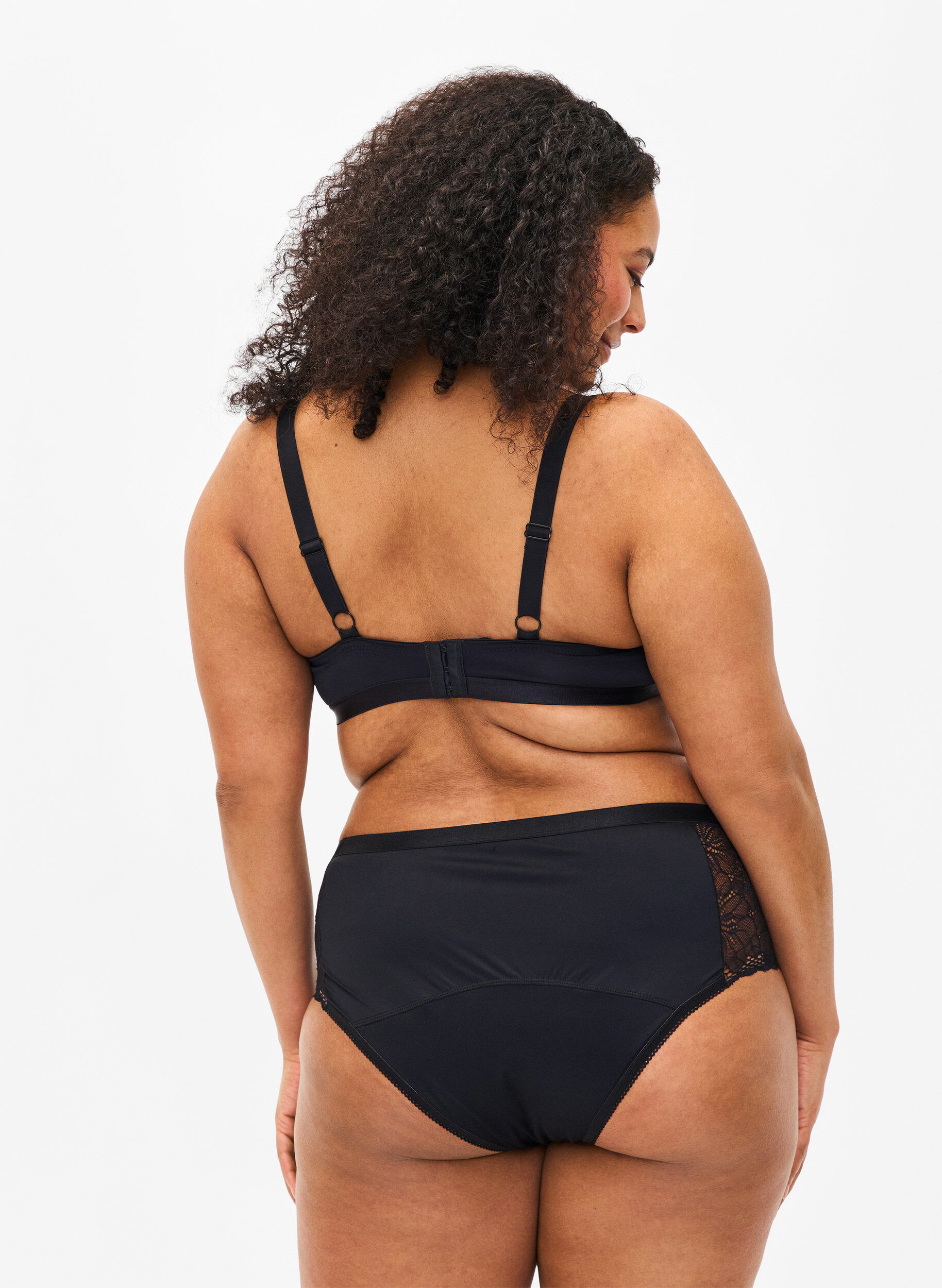 Zizzi Hipster menstruatie slipje met kant, Black, Model image number 1