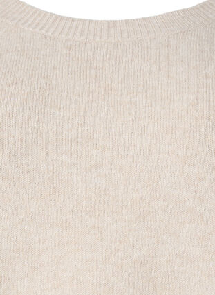 Gebreide gemêleerde pullover met parelknopen aan de zijkanten	, Pumice Stone Mel., Packshot image number 2