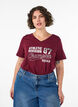 T-shirt van biologisch katoen met sportieve tekstprint, Rood, Model image number 0