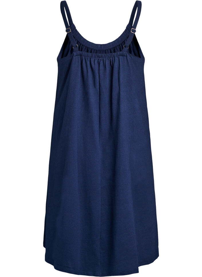 Jurk met middelhoge bandjes van biologisch katoen, Blauw, Packshot image number 1