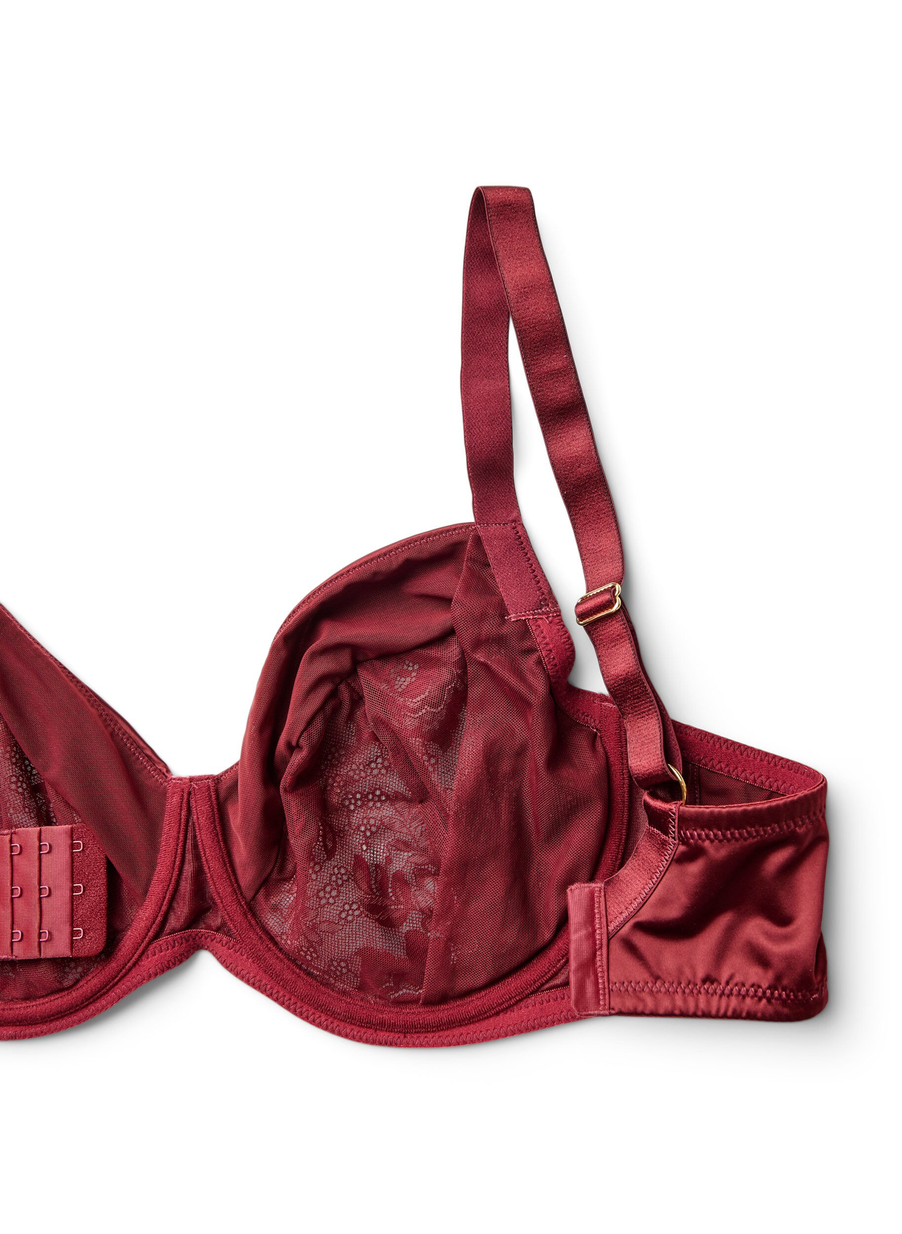 ZizziFull coverage bh in glanzend microvezel, Donker Bordeaux, Packshot image number 3