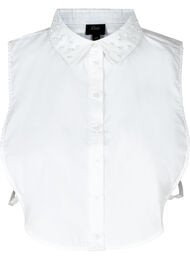losse effen blouse kraag met parels, Bright White