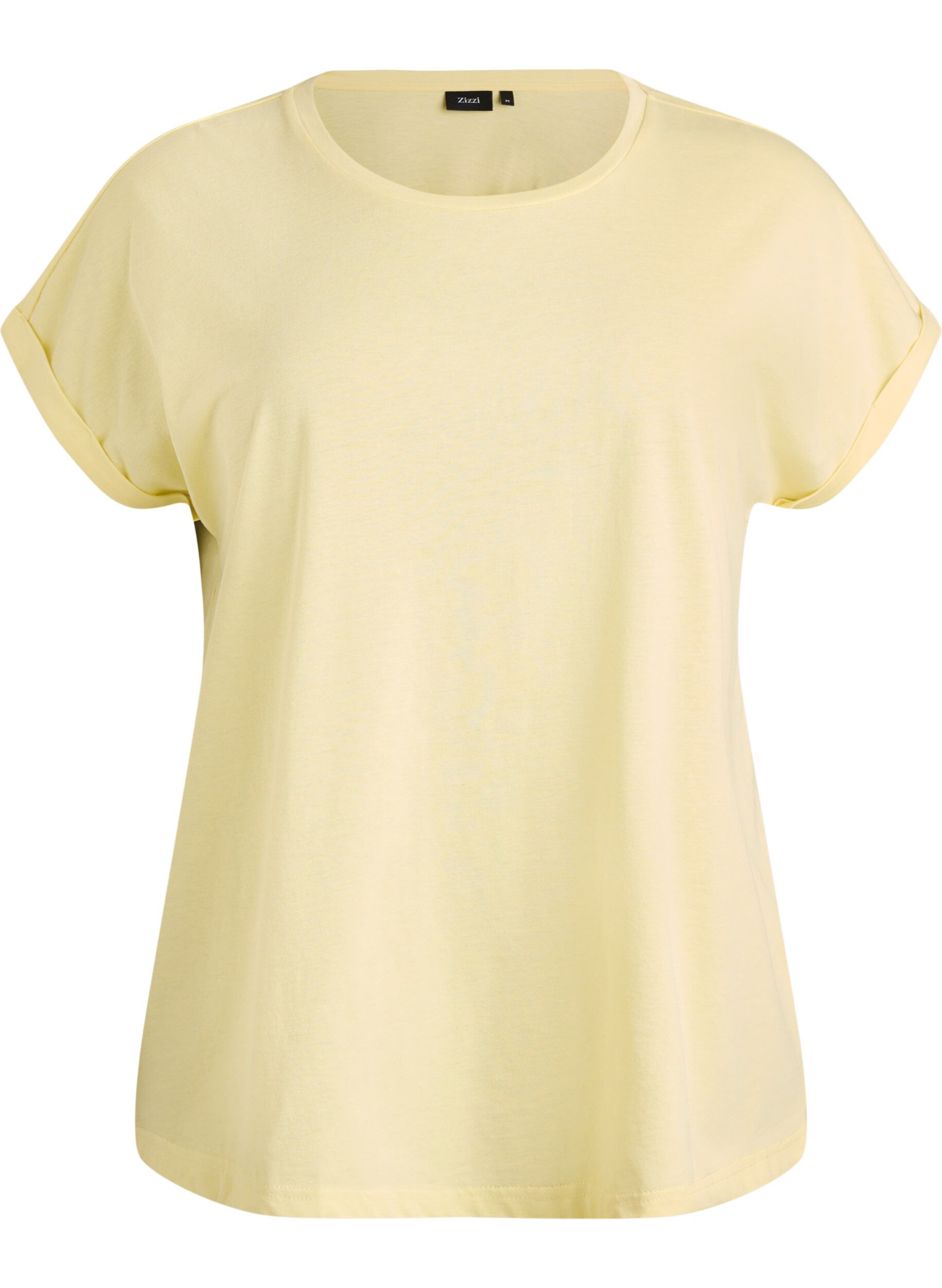 ZizziT-shirt met korte mouwen van katoenmix, Geel, Packshot image number 0