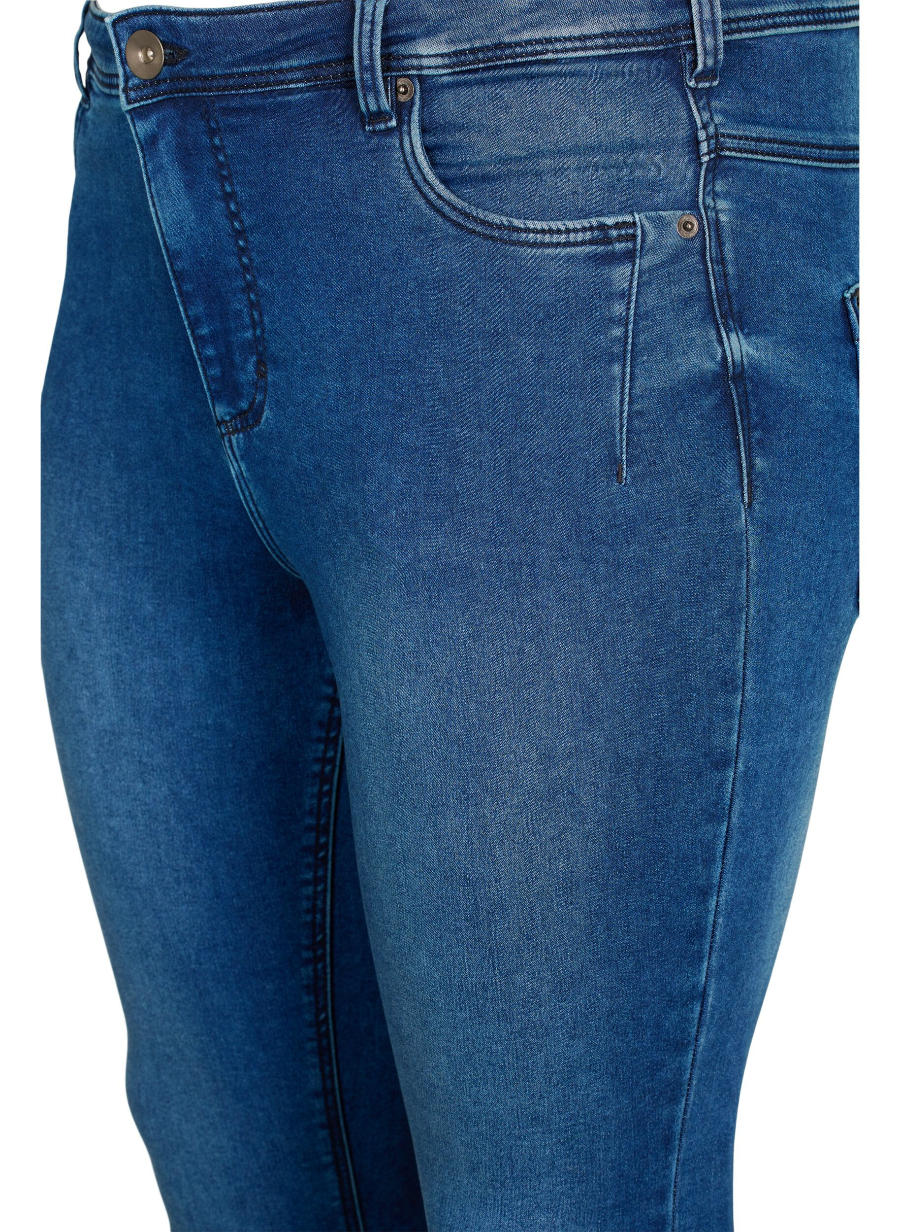 Zizzi Gecropte Amy jeans met ritssluiting details, Blauw, Packshot image number 2