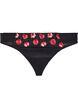 Microvezel string met geborduurde bloemen, Zwart, Packshot image number 0
