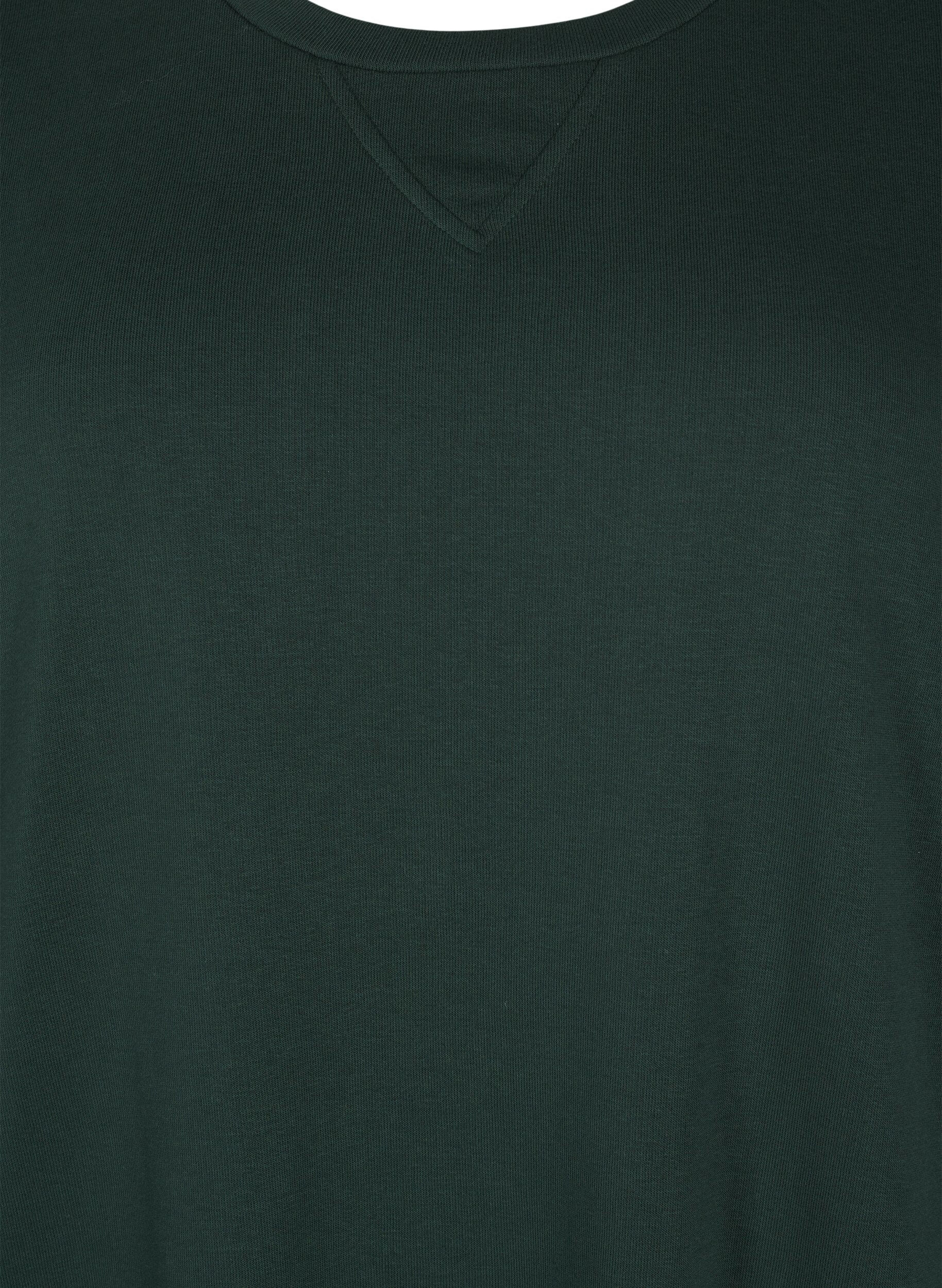 Zizzi Katoenen sweatjurk met zakken, Groen, Packshot image number 2