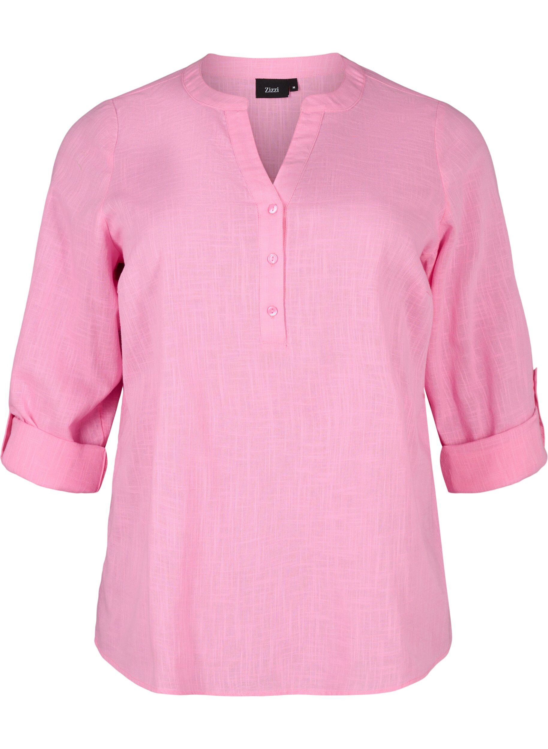 Zizzi Blouse van katoen met v-hals, Rosebloom, Packshot image number 0