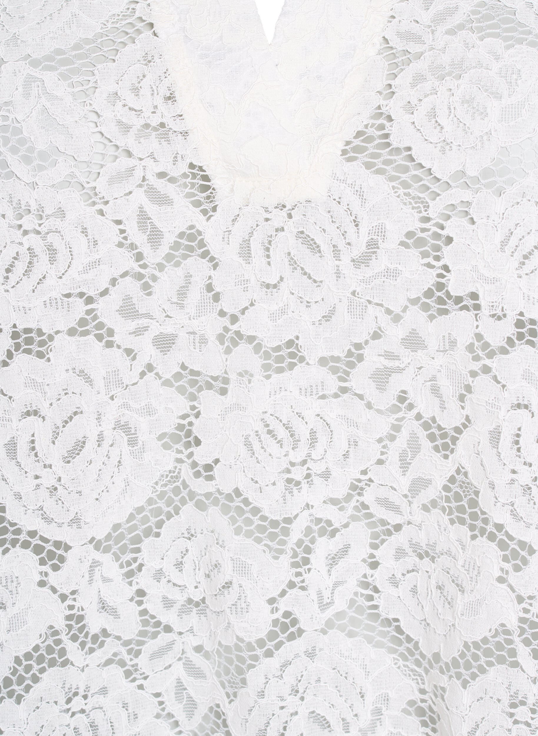 Zizzi Kanten blouse met een kraag en V-hals, Vanille, Packshot image number 2