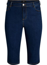 High-waist strakke pasvorm capri's in stretch denim, Blauw