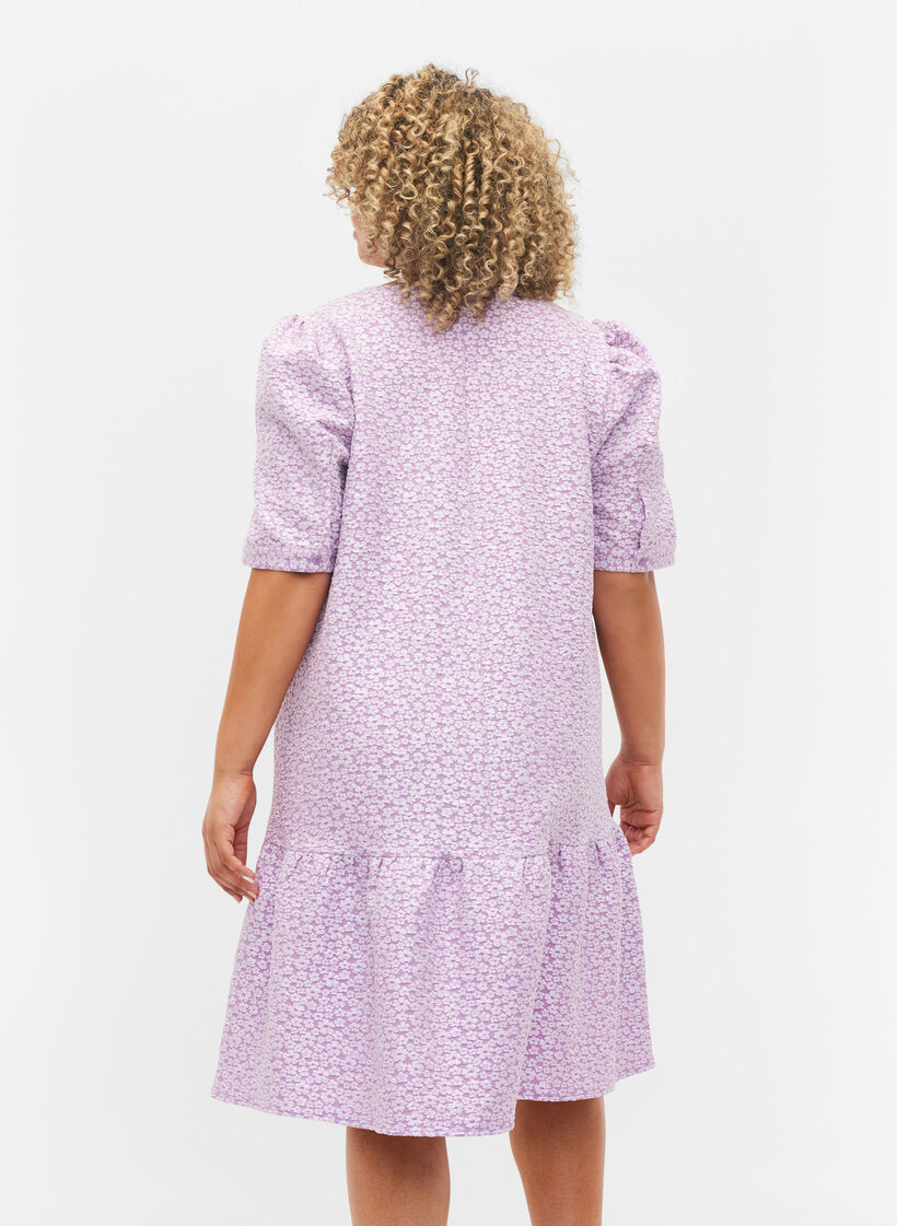 	 Jurk met korte mouwen, v-hals en bloemenmotief, Regal Orchid , Model image number 1