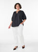 Overhemdblouse met knoopsluiting en strikceintuur, Zwart, Model image number 1