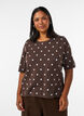 Gebreide blouse met korte mouwen en stippen, Bruin, Model image number 0