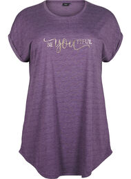 Nachtjapon met korte mouwen en tekstopdruk, 