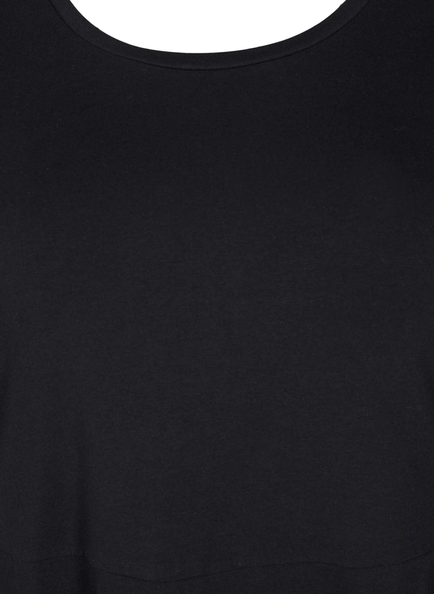 Zizzi Effen katoenen jurk met korte mouwen, Black, Packshot image number 2