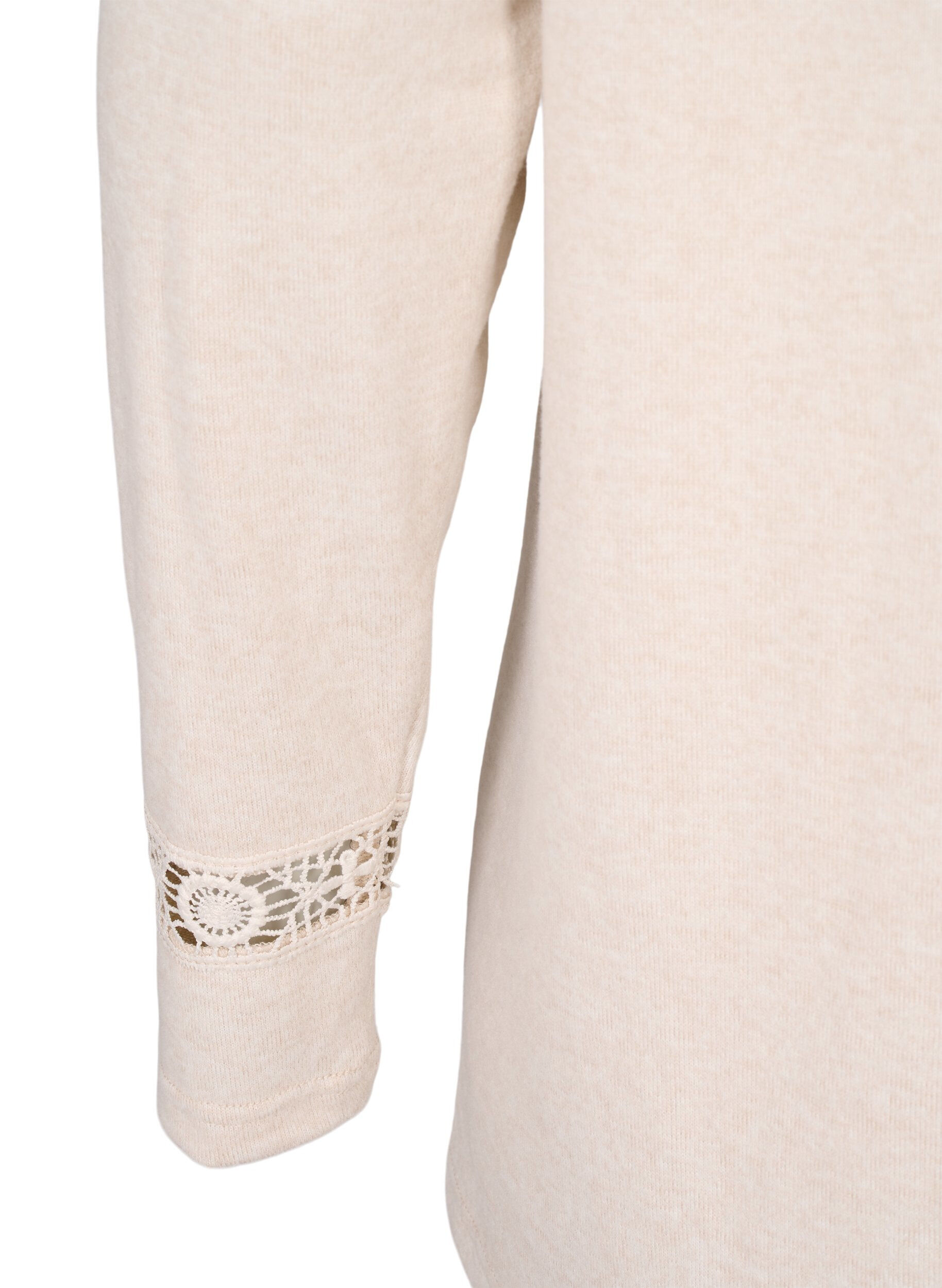 Zizzi Blouse met geborduurde details en lange mouwen, Beige, Packshot image number 3