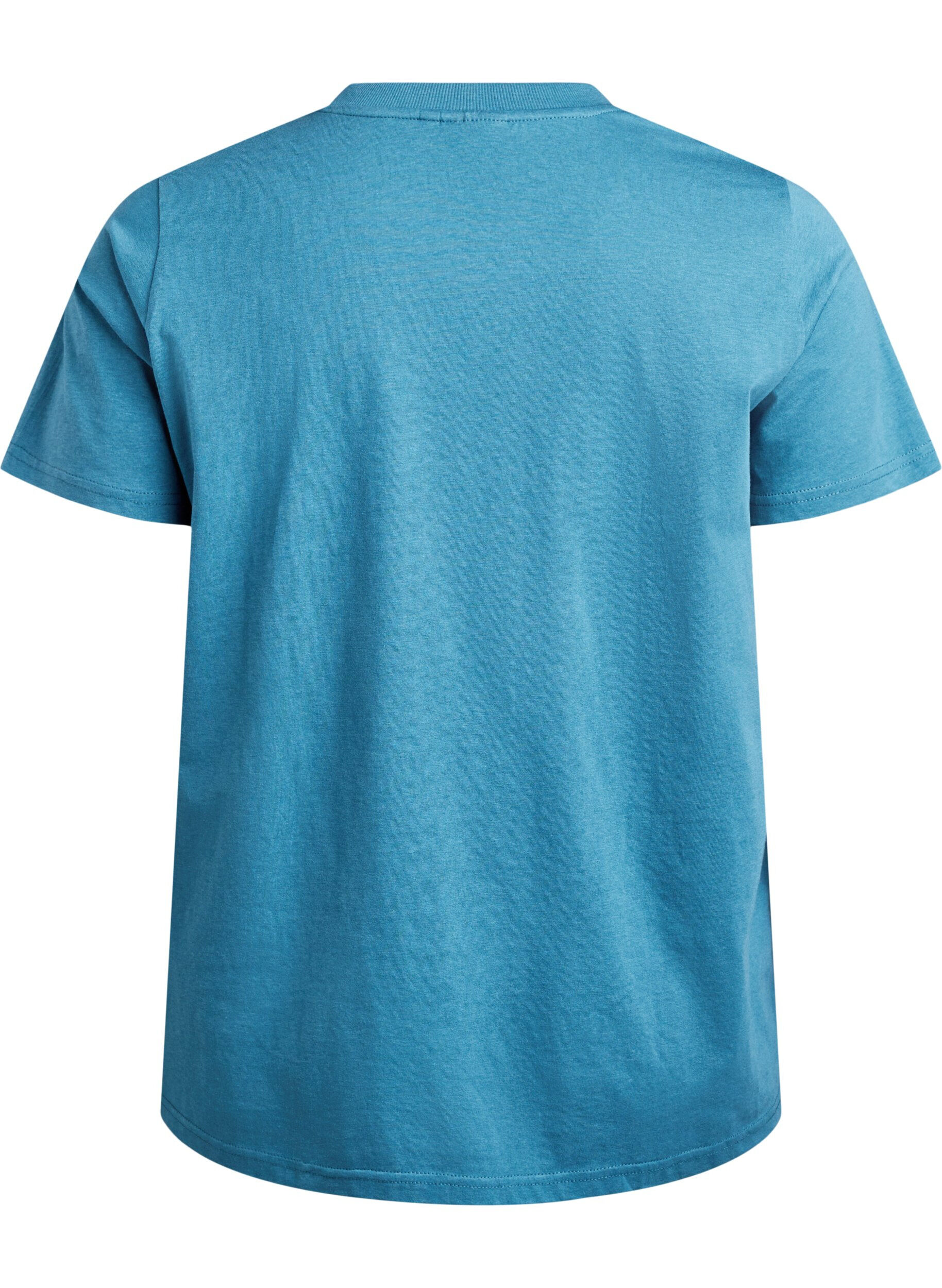 Zizzi Basic katoenen T-shirt met ronde hals, Grijs, Packshot image number 1
