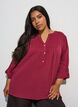 Blouse in katoenen mousseline met broderie anglaise, Rood, Model image number 0