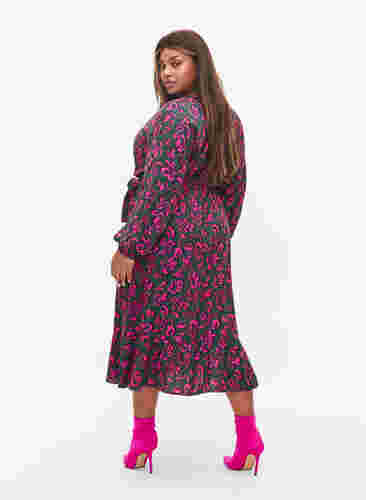 Midi-jurk met print van viscose met wikkeleffect, Deep Forest AOP, Model image number 1