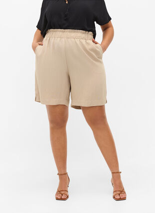 Losse viscose shorts, Oxford Tan, Model image number 3