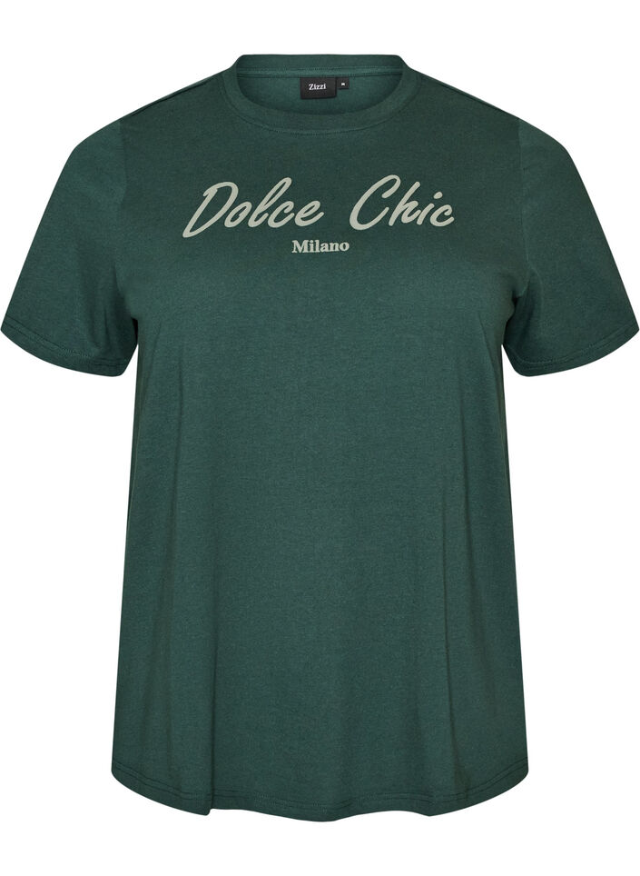 T-shirt van biologisch katoen met print, Groen, Packshot image number 0
