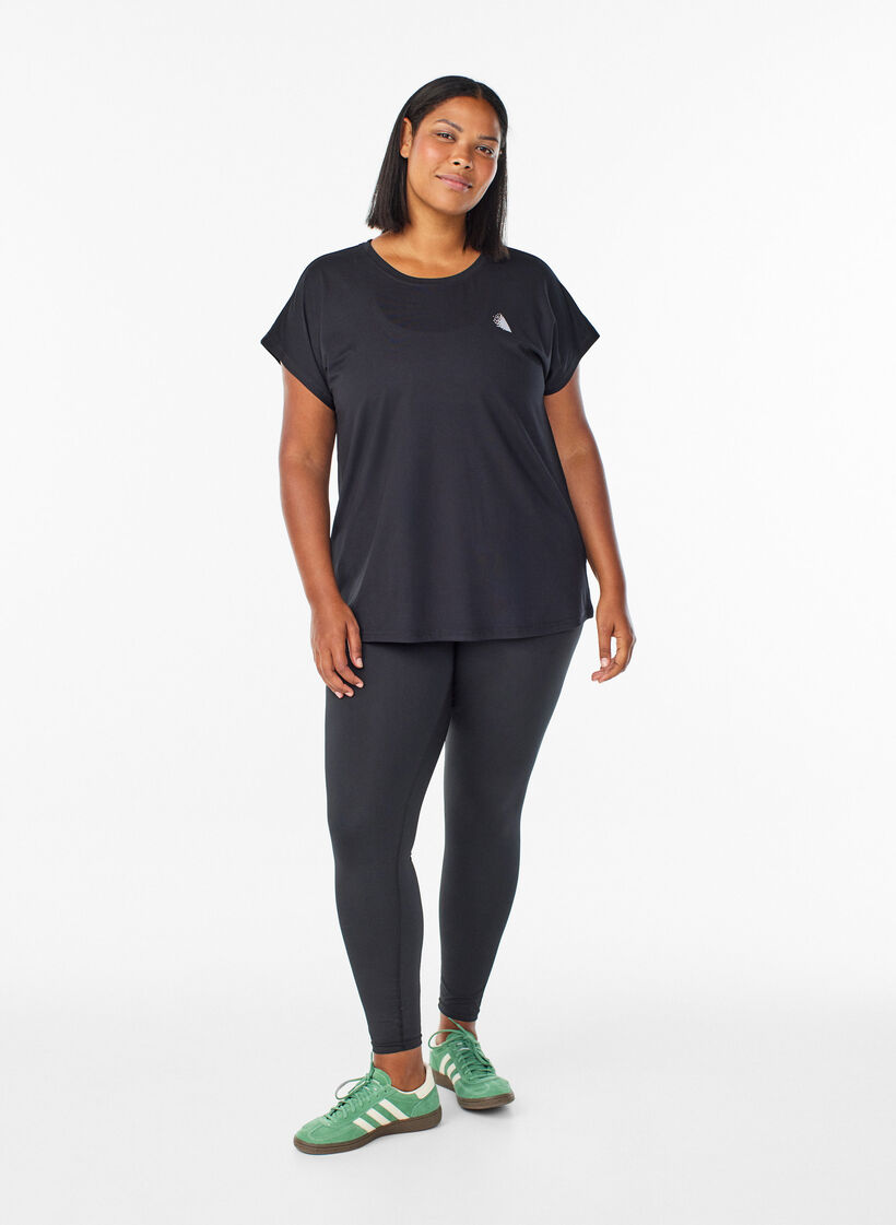 Effen gekleurd trainingsshirt, Zwart, Model image number 1