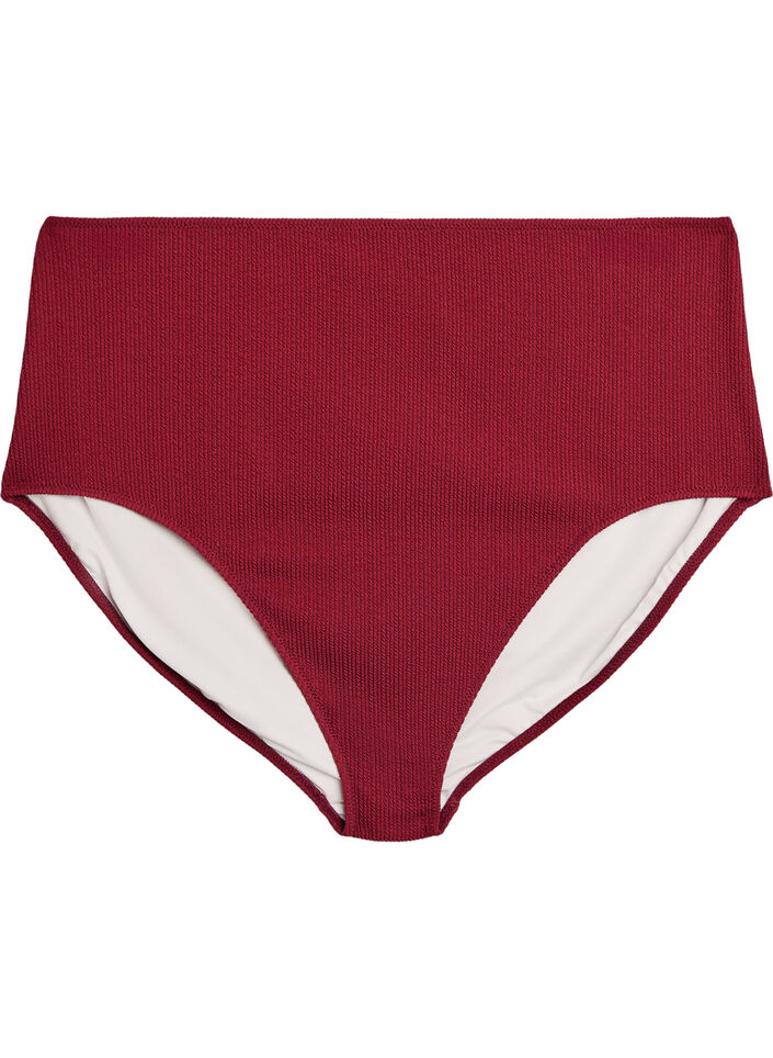 Bikinibroekje met hoge taille en textuur, Rood, Packshot image number 0