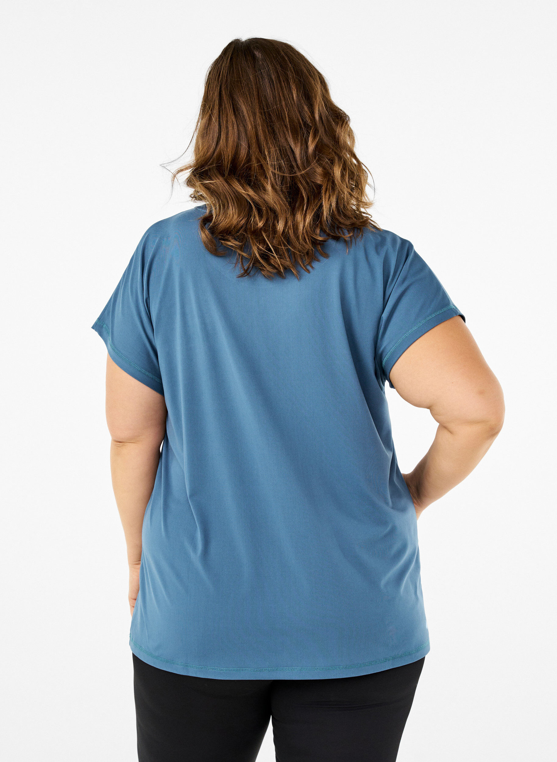 Zizzi Effen gekleurd T-shirt voor sporten, Blauw, Model image number 2