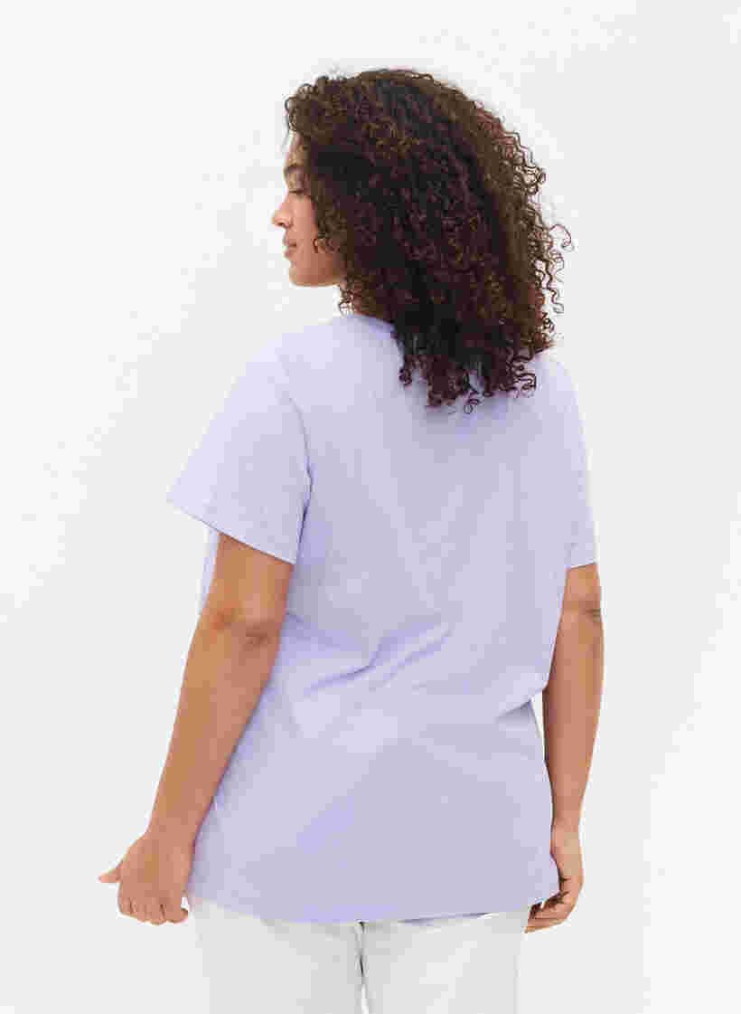 Katoenen t-shirt met korte mouwen en opdruk, Lavender W. Love, Model image number 1