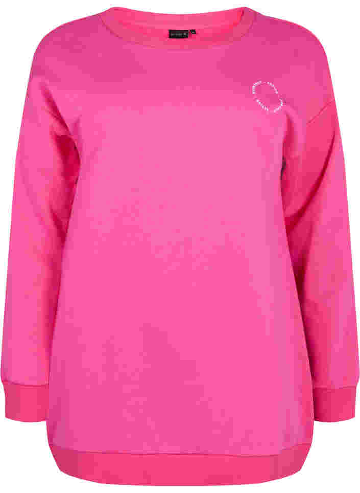 Sweatshirt van katoen met print, Fuchsia Purple, Packshot image number 0