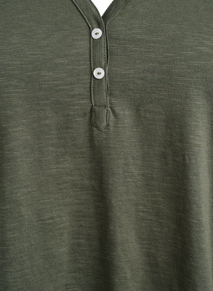 T-shirt met knoopdetail, Groen, Packshot image number 2