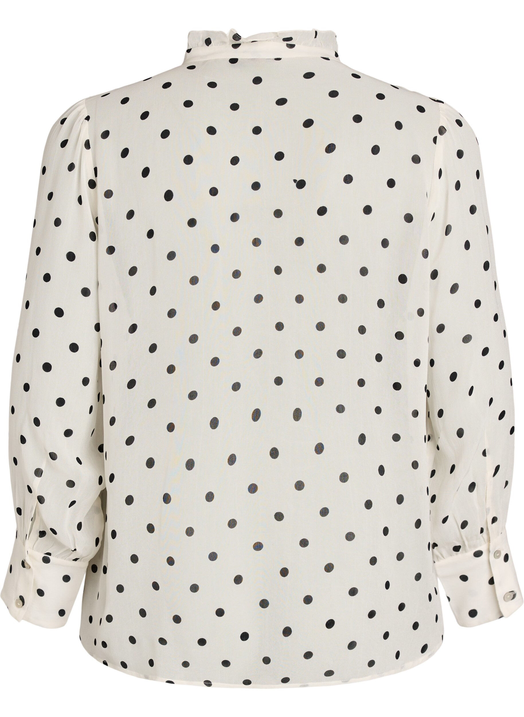 ZizziViscose blouse met een ruchekraag, Wit, Packshot image number 1