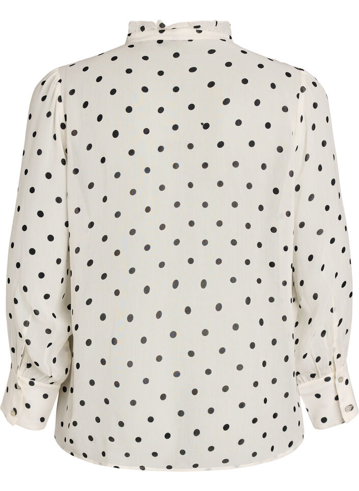 Viscose blouse met een ruchekraag, Wit, Packshot image number 1
