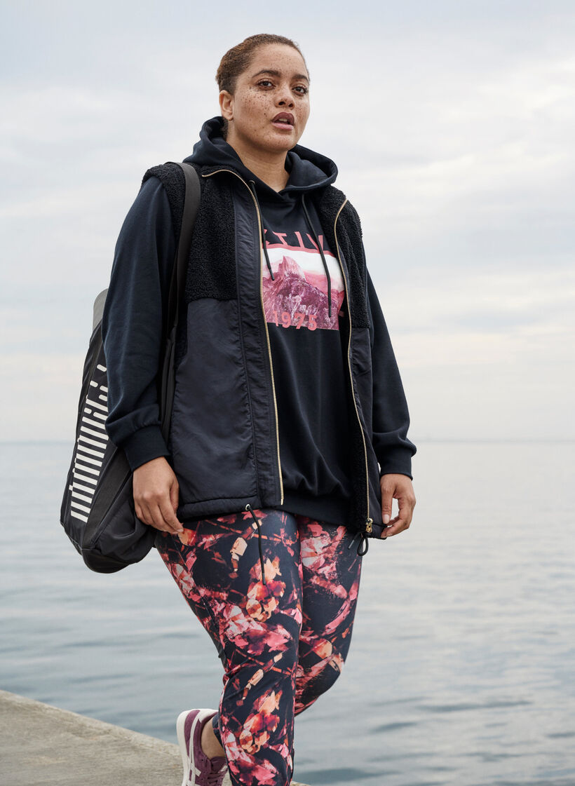 Kort vest met teddy en rits, Black, Image image number 0