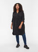 Fluwelen jurk met 3/4 mouwen en knopen, Black, Model image number 2