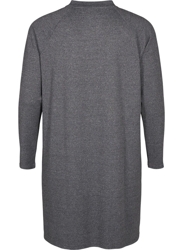 Jersey jurk met knopen, Dark Grey Melange, Packshot image number 1