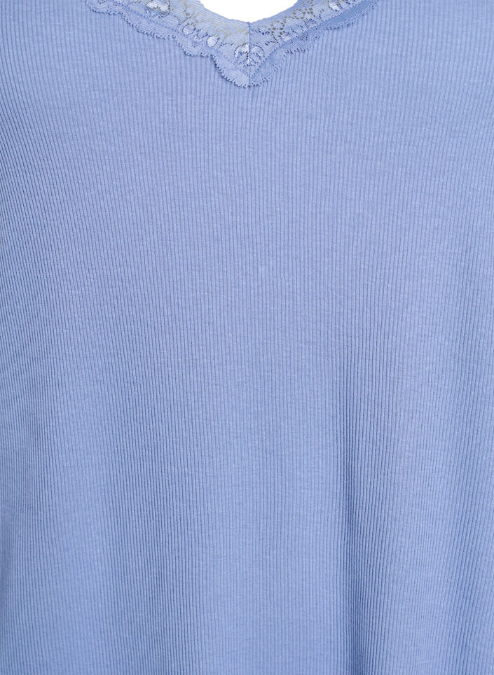 Nachtjapon met kanten zoom, Blauw, Packshot image number 2