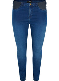 Super slim fit Amy jeans met elastiek in de taille, Dark blue denim