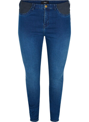 Super slim fit Amy jeans met elastiek in de taille, Dark blue denim, Packshot image number 0