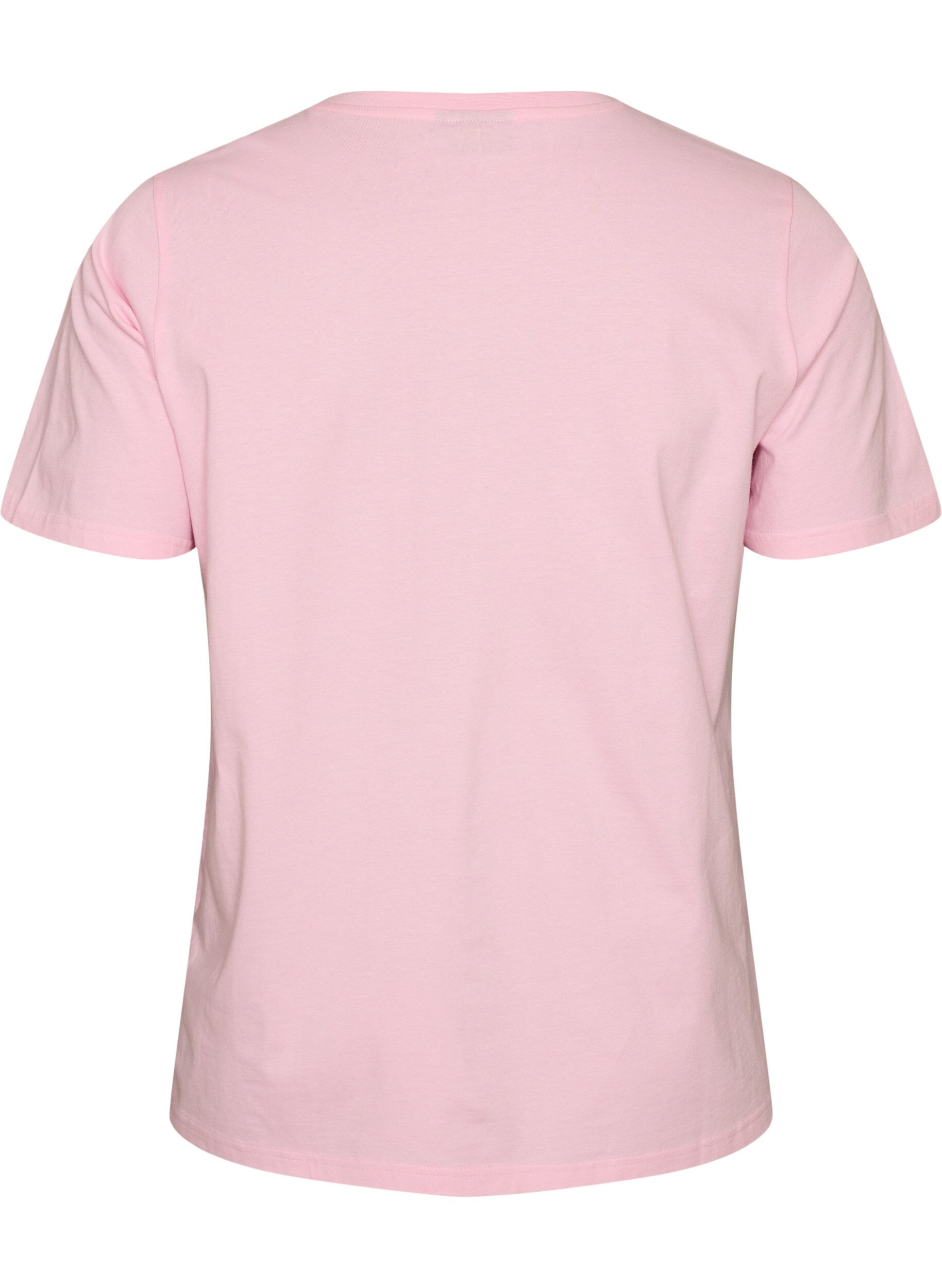 ZizziOrganisch katoenen T-shirt met print aan de voorkant, Roze, Packshot image number 1
