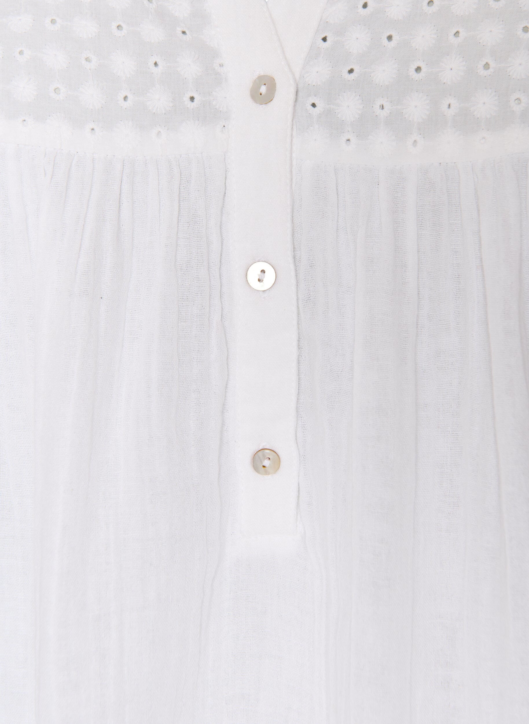 ZizziKatoenen mousseline tuniek met broderie anglaise, Wit, Packshot image number 2