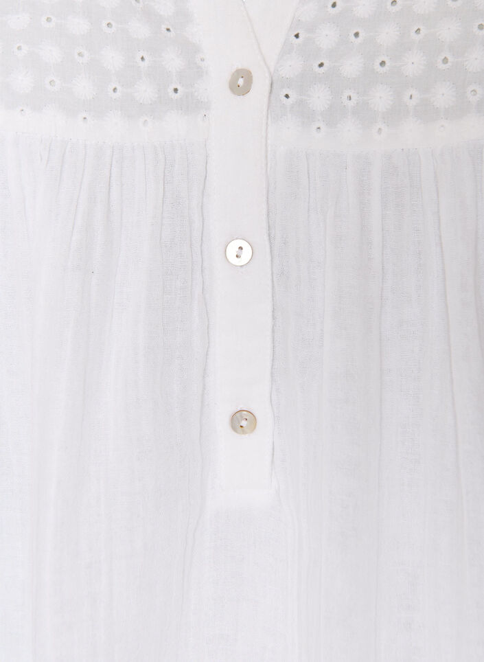 Katoenen mousseline tuniek met broderie anglaise, Wit, Packshot image number 2