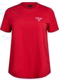 Basic katoenen T-shirt met ronde hals, Rood