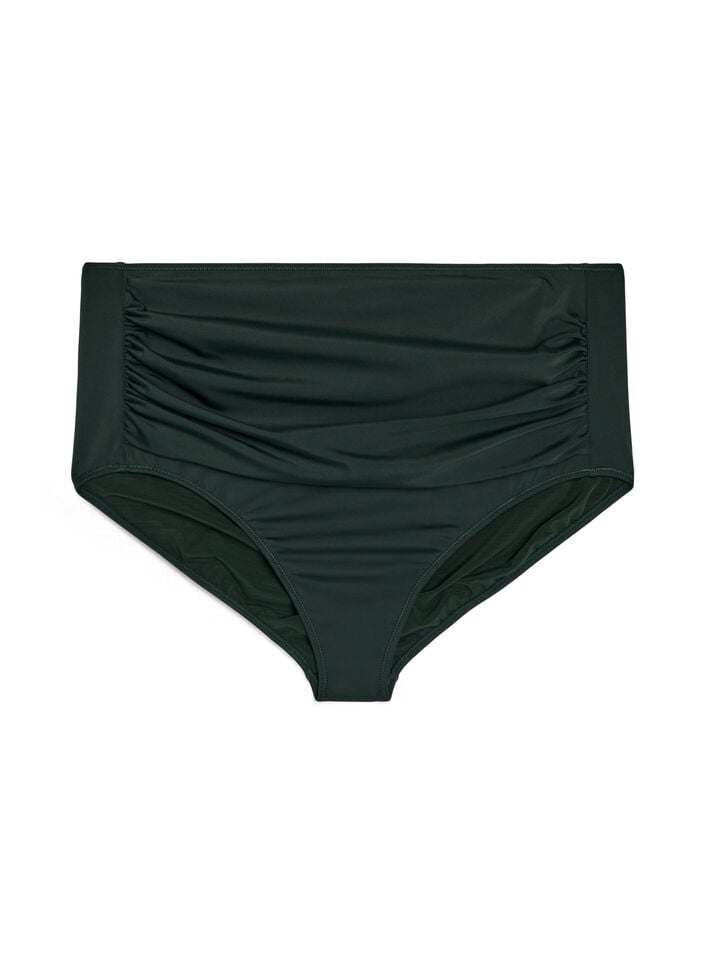 High waist bikinibroekje met drapering, Groen, Packshot image number 0