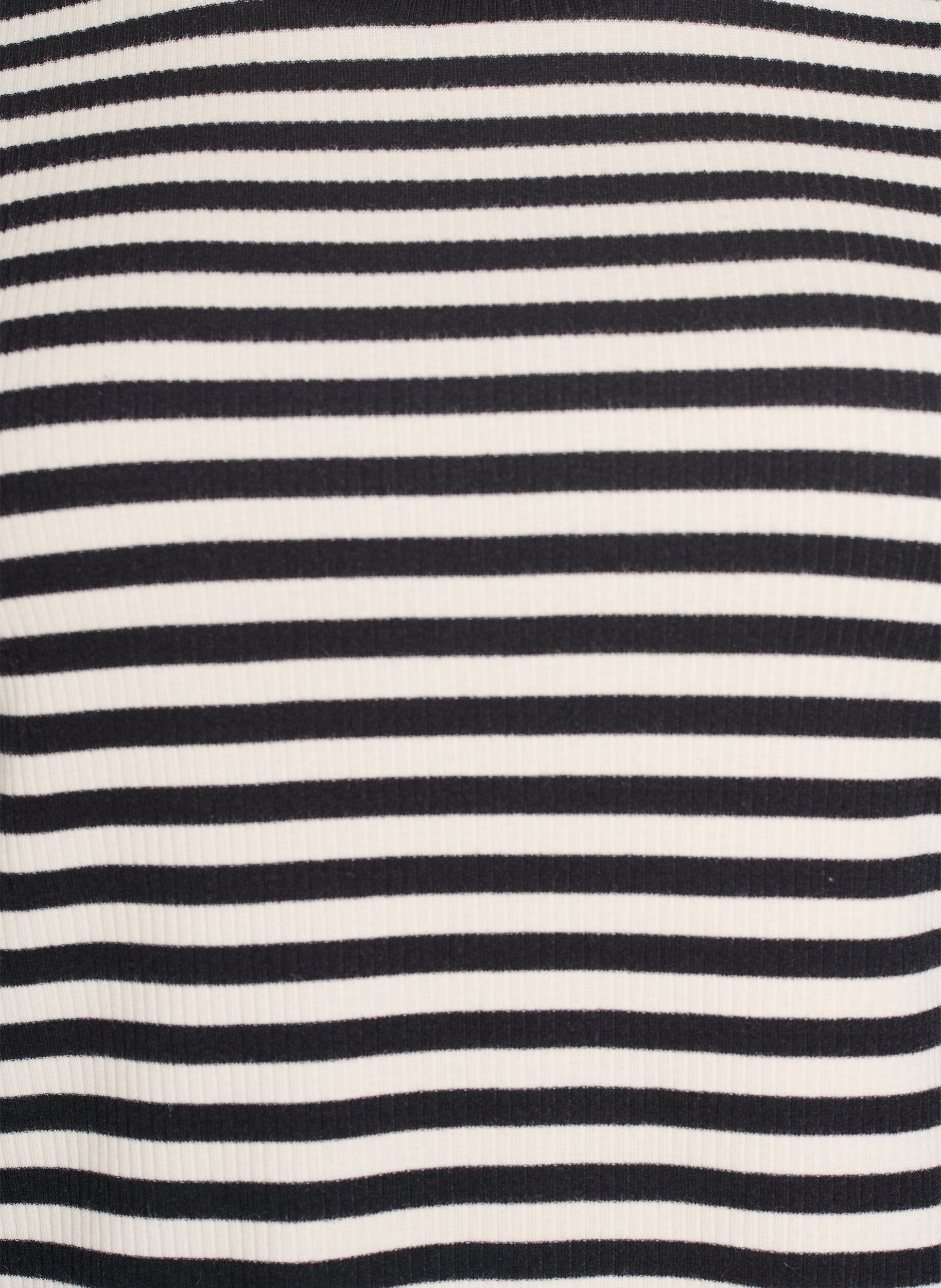 ZizziGestreept T-shirt met geribbelde textuur, Zwart, Packshot image number 2