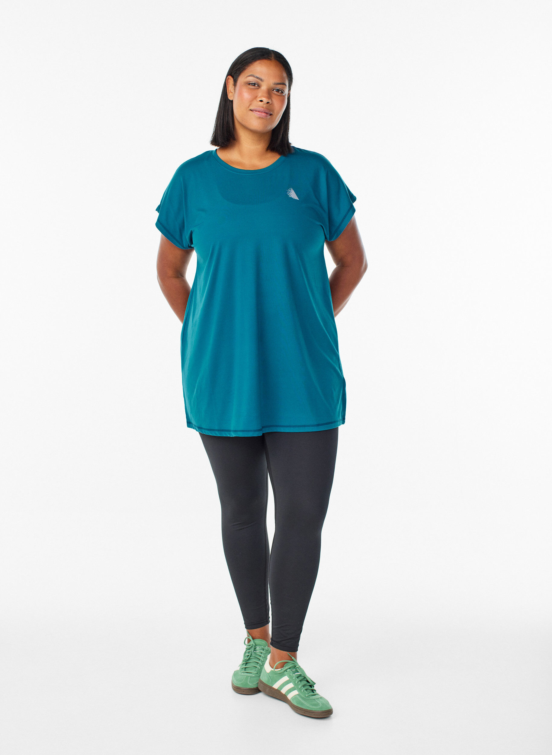 Zizzi Lang workout T-shirt, Blauw, Model image number 1