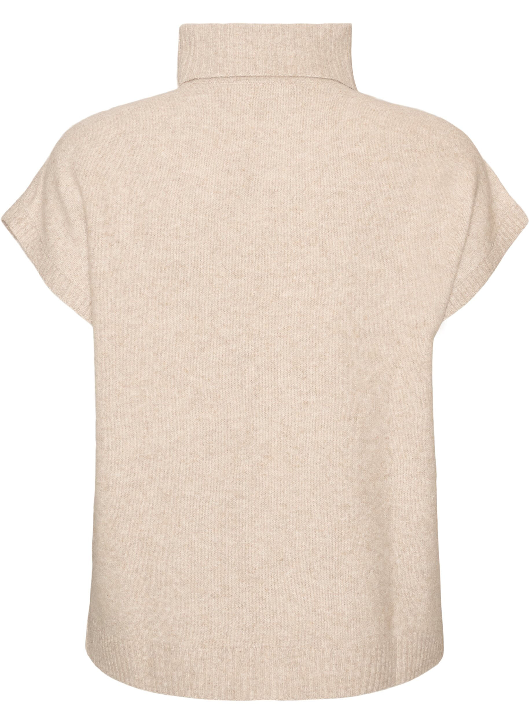 ZizziGebreid vest met col en kabelpatroon, Beige, Packshot image number 1